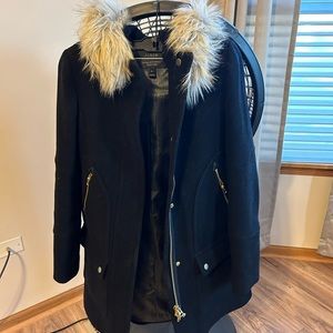 J Crew black wool stadium cloth coat size 2